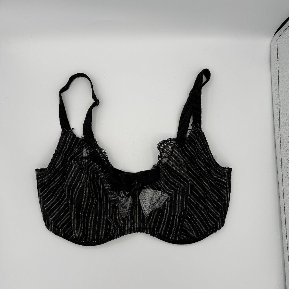 Freya Black White Striped Bra Underwire Unlined Sheer 36G